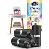 Teivio Mini Black Trash Bags 0.5 Gallon 276 Count 11"x12" Unscented | Fit 1-2 Liters,0.8 Gal,Leakproof,Tiny Plastic Garbage Bags,Desktop Can Liners for Kitchen Bathroom Office Car dog poop
