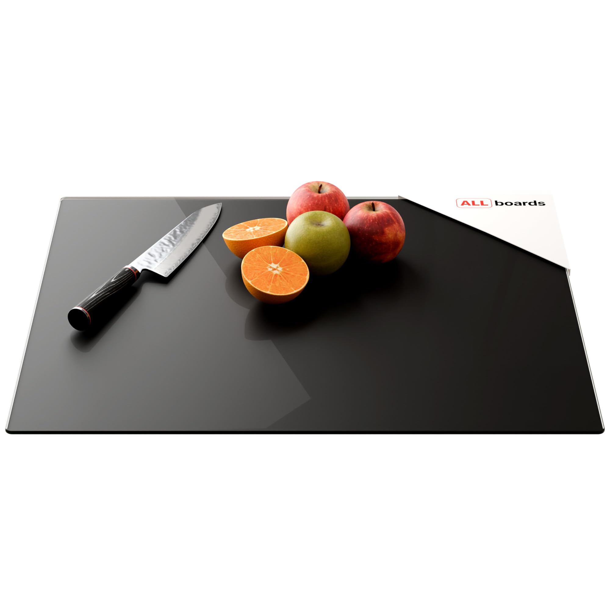 ALLboards Glass Chopping Board Black Classic Black 60x52cm Cutting Board Splashback Worktop Saver for Kitchen Hob Protection Hot Cover Heat Resistant Multi-Glass Plate Dishes Pad Work Surface