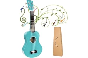 POMAIKAI Beginner Ukulele Soprano Uke 21 Inch Starter Ukelele Four String Wood Hawaii Wood Uke (Light-Blue)