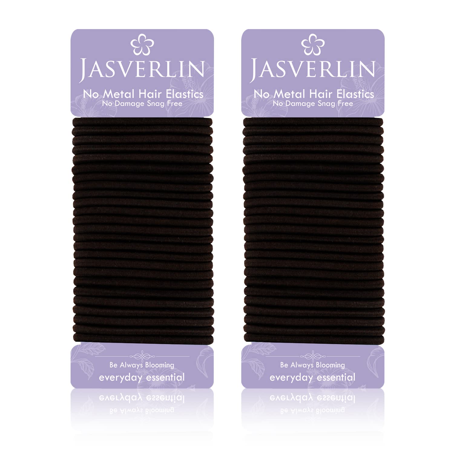 JASVERLIN Dark Brown Hair Elastics Ties for Women, Small Scrunchies Band Ponytail Holders Damage-free No Pull Non-Slip for Thick Thin Hair 50 pieces