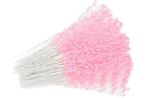canjoyn 100 Stems Pearl Sticks Beading on Wire Stems for DIY Garland Bridal Wedding Pearl Bouquet Home Party Decor Craft (Pink)