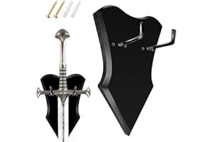 Elifinds Sword Mount Vertical Wood Plaque Wall Medieval Sword Display Holder Axe Hanger Dagger Rack Hook Stand for Wall Weapon Display (1 Pcs Medium)