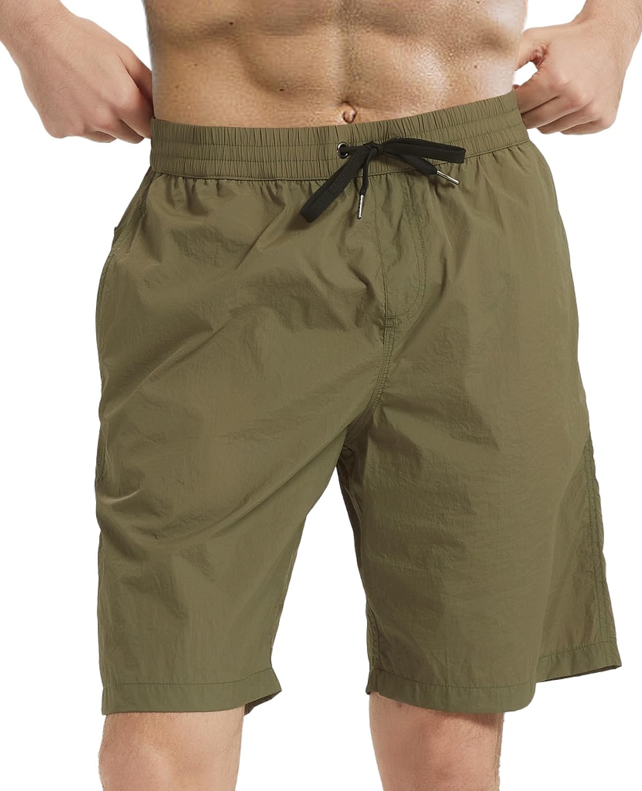 Photo 1 of *Used****BUMDEEP Men's Swim Trunks Quick Dry Bathing Suit Swimming Board Shorts Mesh Lining Beach Swimwear(Olive,M)