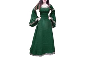 SINZELIMIN Maxi Dress for Women's Medieval Court Style Vintage Dress Renaissance Loose Long Sleeve Halloween Gothic Dresses