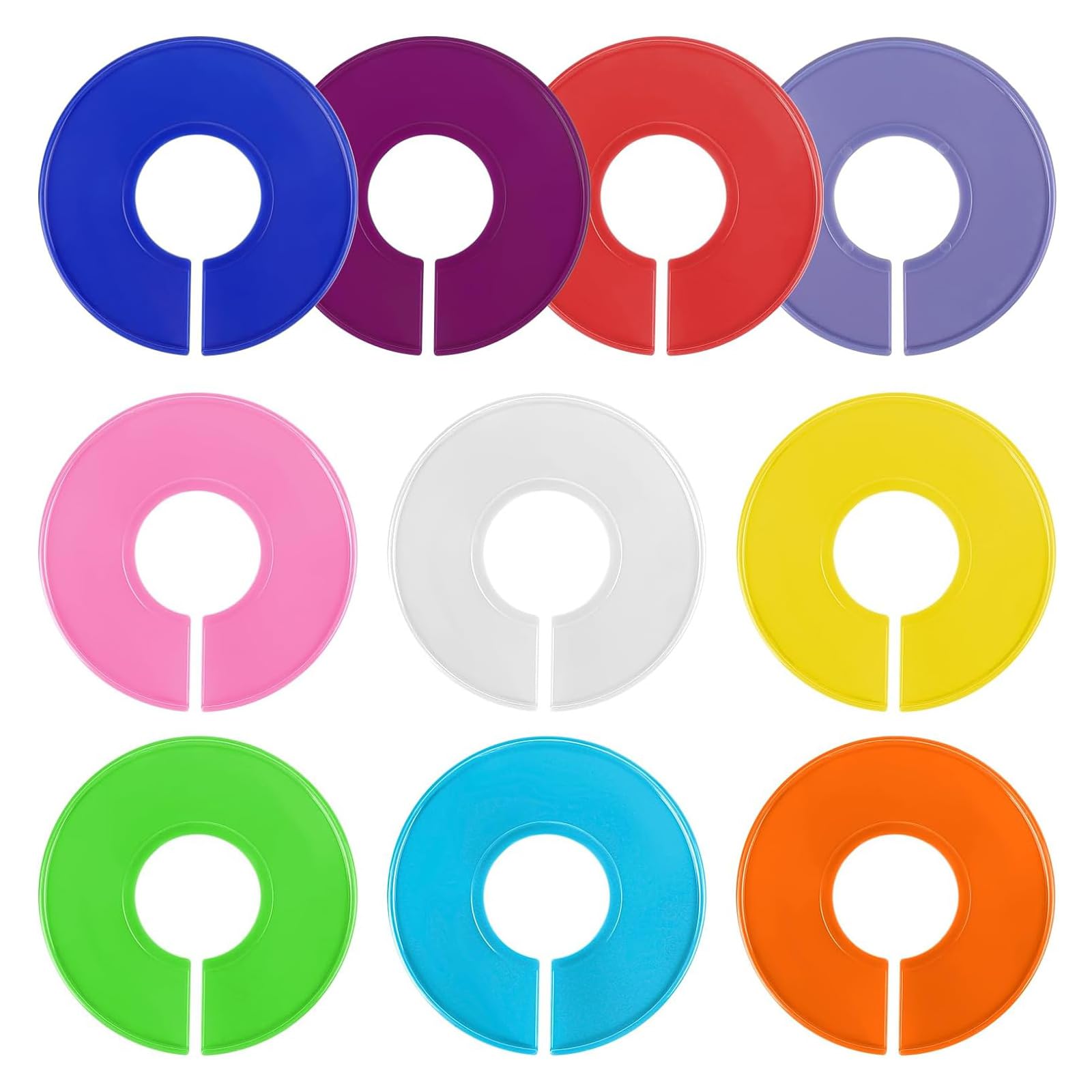IUFDGHN 10 Pcs Closet Dividers for Hanging Clothes, Color Plastic Hanger Tags Clothing Rack Dividers Round Closet Labels Reusable Wardrobe Hanger Separator （10 Colors）