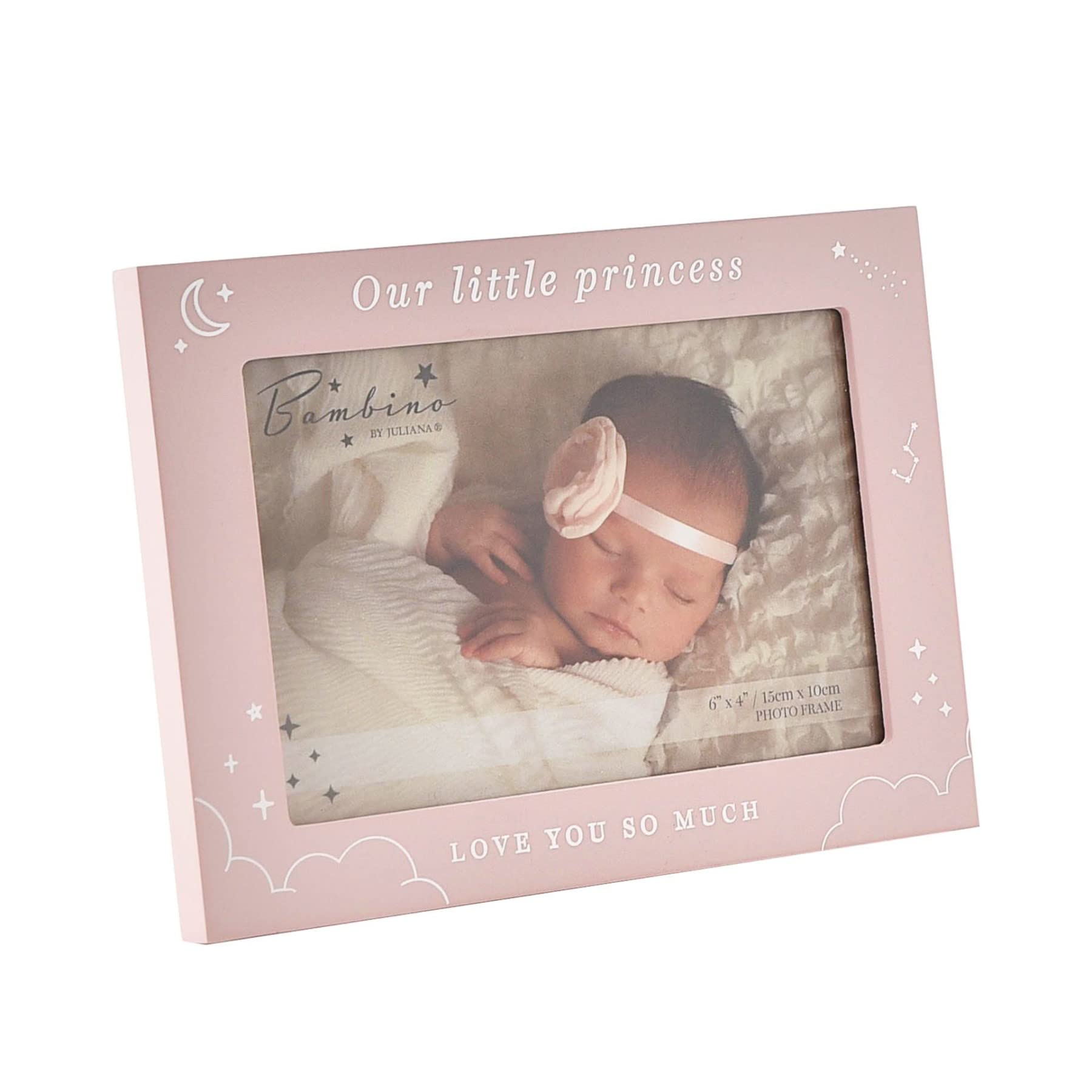 Baby 6" x 4" Photo Frame by Bambino Moon and Stars - Our Little Princess/Pink