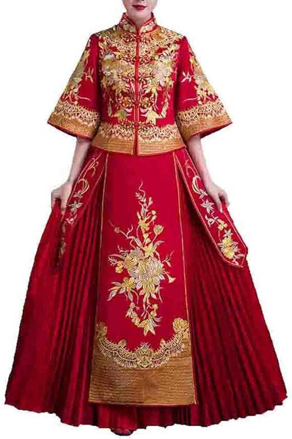 Amazon Gzhouse 花嫁 カラードレス 中華風 トプス スカート レディース チャイナドレス 宴会 ロングドレス 披露宴 結婚式 中国語 秀禾服 タイプ3 Xxl イブニングドレス 通販