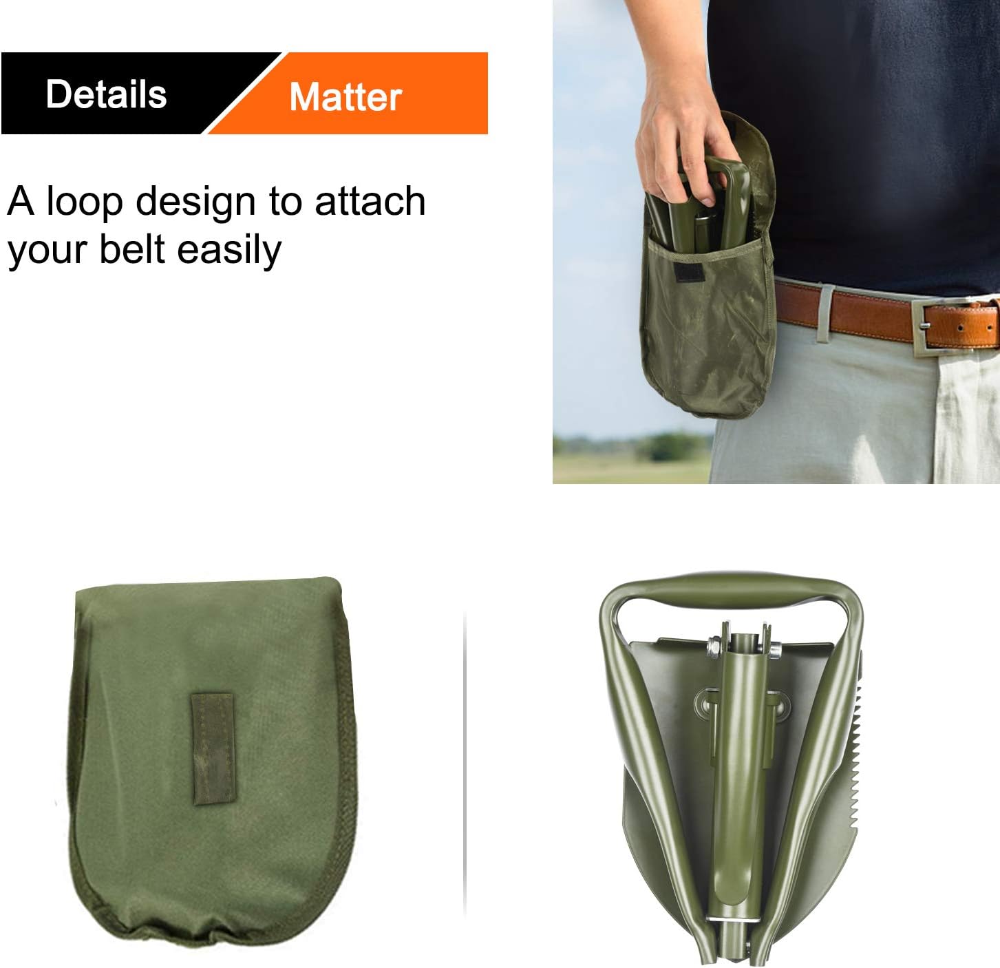 SUNHOO Collapsible Shovel Mini, Folding Spade Shovels for Digging, Portable Backpacking Car Emergency Kit, Military Style Entrenching Tool for Gardening | Lawn | Camping | Snow | Off Road : Garden & Outdoor