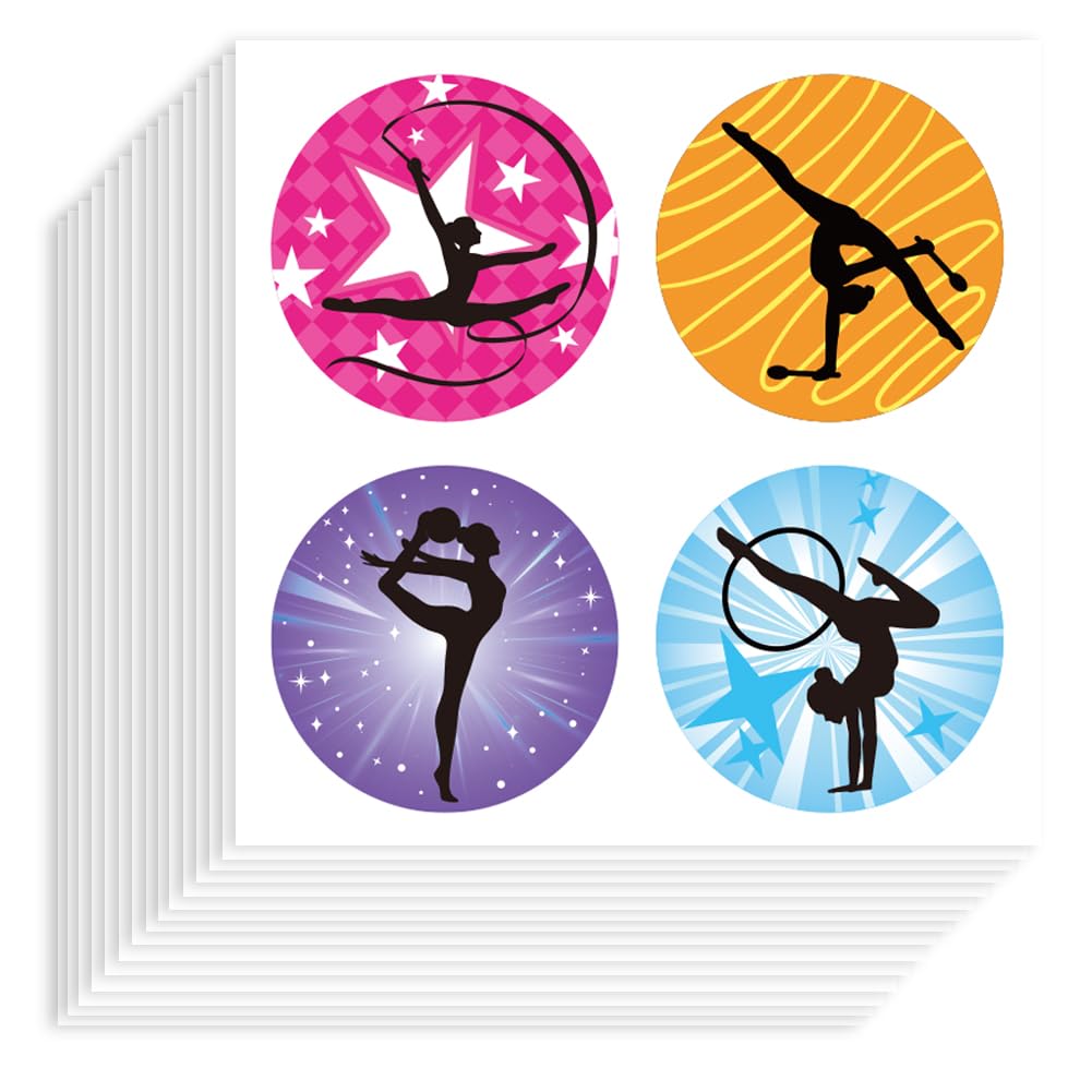 Hobbspring 80Pcs Gymnastics Stickers Self-Adhesive Paper Decorative Stickers Waterproof Gymnast Planner Decals for Scrapbook Calendar Journals Crafting Party Gift Bag Decor