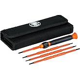 Klein Tools 32584INSR Precision 8-in-1 Screwdriver Set with Case, 1000V Rated Insulated Set with Phillips, Slotted and Tamper