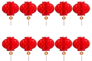 10Pcs 10 Inch Chinese Lanterns - Round Hanging Chinese New Year Lantern 2026 Lunar New Year Decorations - Red Lanterns for Sp