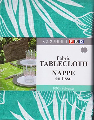 Tropical Breeze Leaf Print Fabric Tablecloth (52 x 70 Rectangle/Oblong, Turquoise)