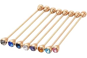 YYBONNIE 8PCS Gold Tone Men's Tie Pins Necktie Tie Clip Cravat Pin Round Collar Crystal Brooch