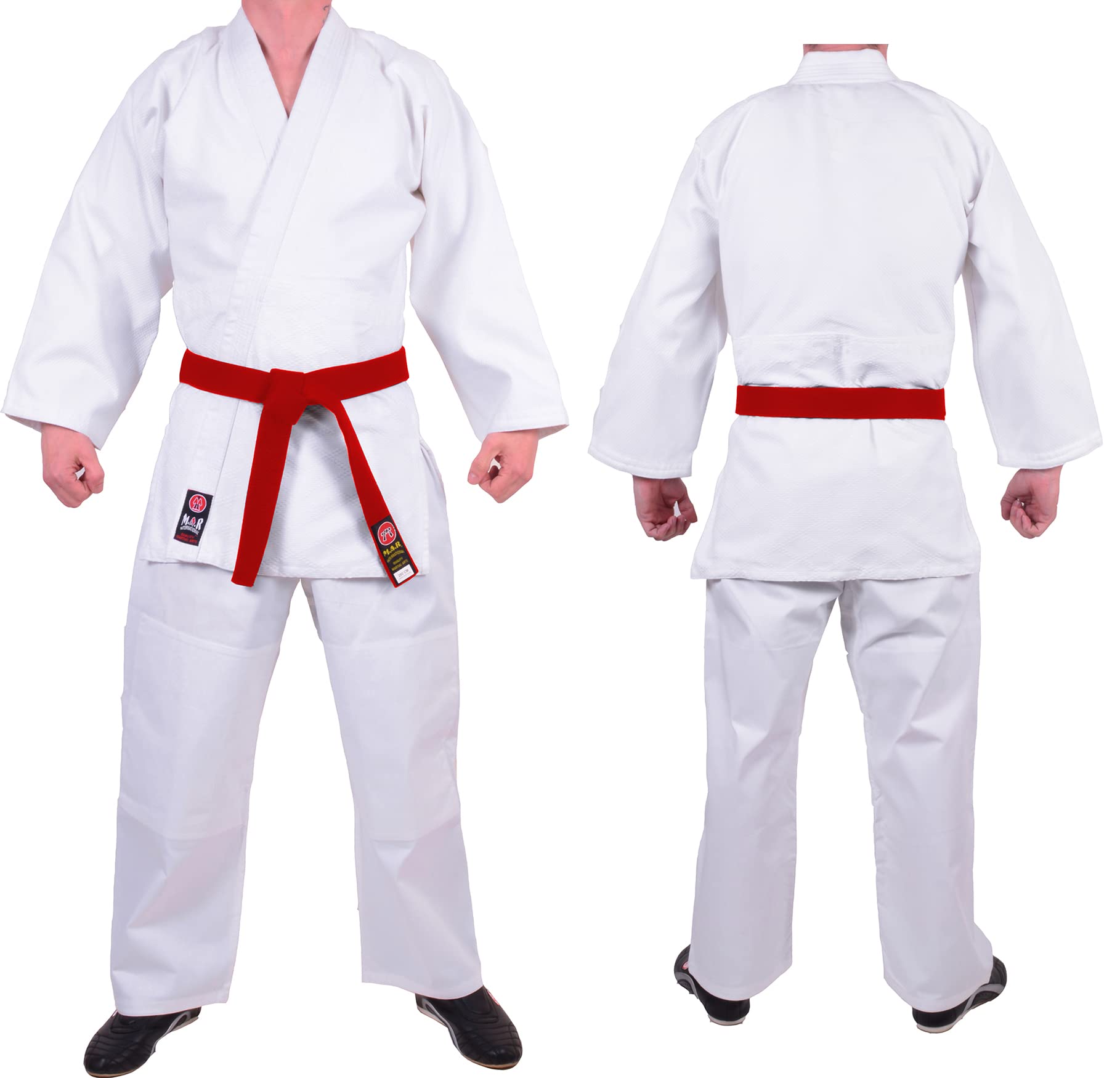 MAR | Lightweight Judo Uniform, White Judo Suit | Men & Women; Kids & Adult Sizes | Martial Arts Gi Adult, Suits for Kids, BJJ, Aikido Suit (350g) + FREE Judo Belt (2/150cm)