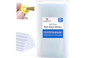 SUNFATT Hot Glue Sticks Full Size,(50 Pcs) 0.43" x 11.8" Large Hot Glue Sticks Perfect for Hot Glue Gun,Easily Create and Bond Crafts on Wood,Plastic,Glass,Flowers,Fabrics,Foam,Jewellery.