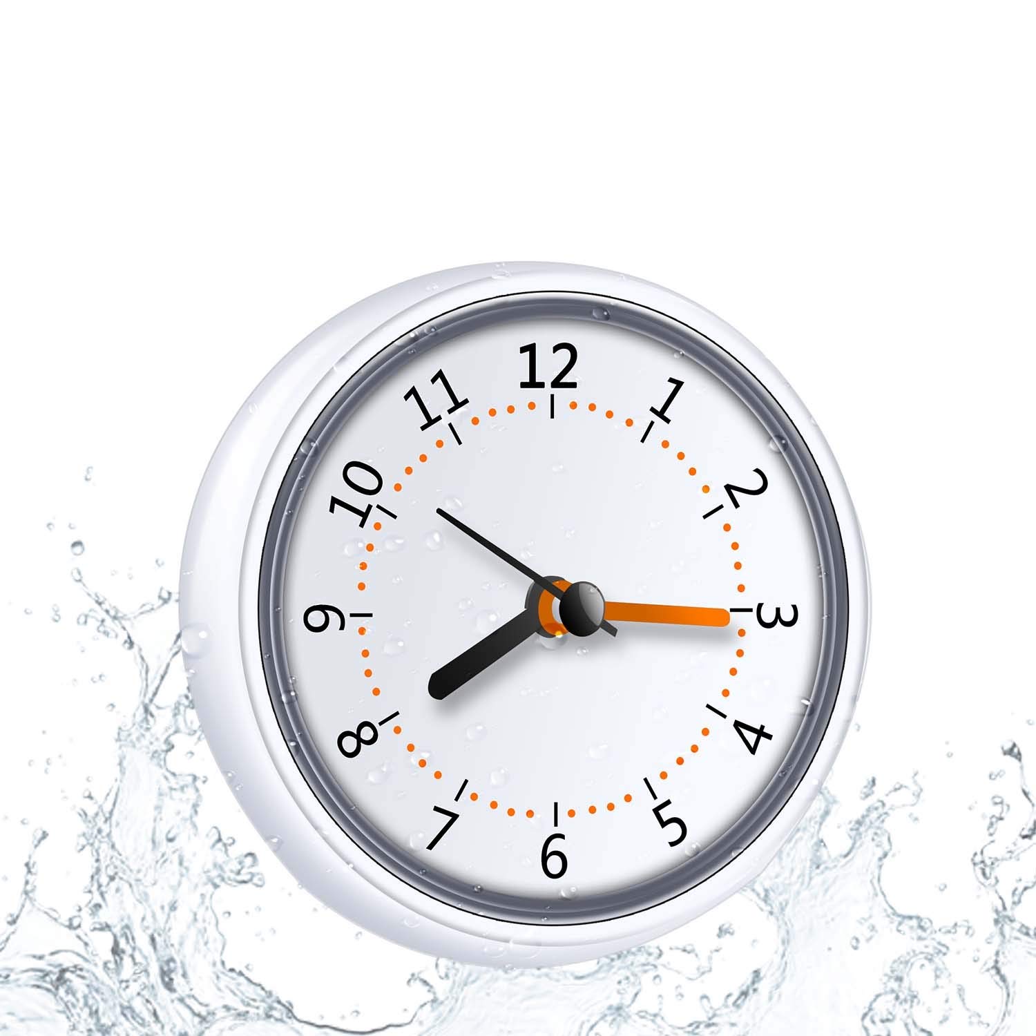 LXSZRPH Mini Shower Clock Waterproof IP24 Wall Clock Suction Cup Bathroom Clock Acrylic Face Suction Clock for Shower Washroom Kitchen (1Pack)
