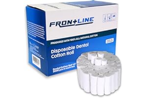 FRONTLINE Dental Cotton Rolls 2000 Count | Absorbent Nose Bleed Stoppers and Nose Plugs for Dental Procedures, Wisdom Teeth Recovery, and Medical Use | Soft, Gentle, and High-Quality Cotton Supplies