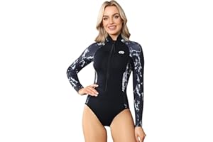 ANPARC Wetsuit Women 3mm Neoprene, Shorty Wet Suit for Women Cold Water Swimming Long Sleeve Diving Suits with Front Zipper UV Protection for Swimming Diving Snorkeling