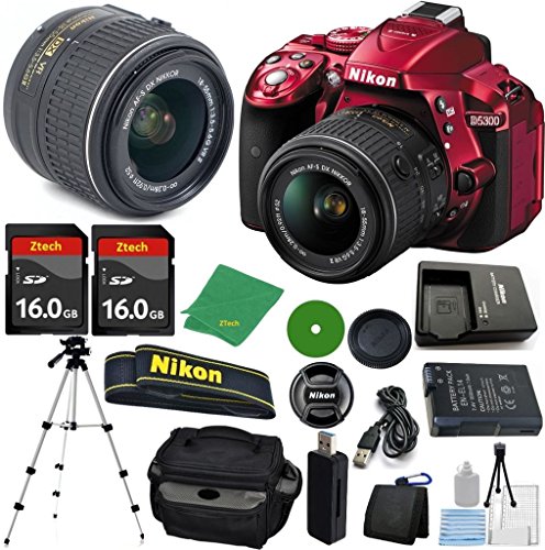 Nikon D5300 Digital SLR - International Version (No Warranty), 18-55mm f/3.5-5.6 DX VR, 2pcs 16GB ZeeTech Memory, Camera Case