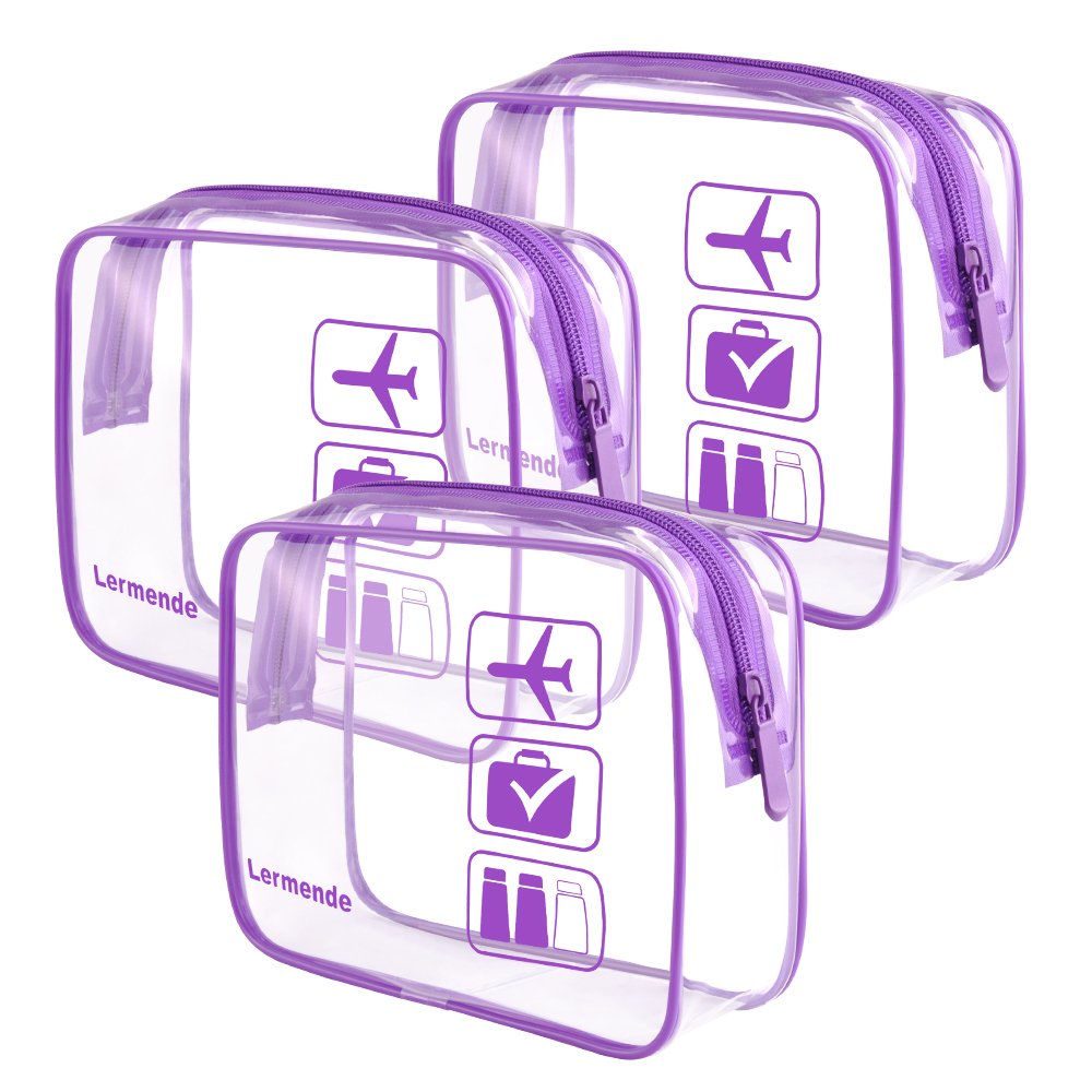 3pcs Lermende TSA Approved Toiletry Bag with Zipper Travel Luggage Pouch Carry On