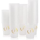 Lingringdcy 100 Monogrammed Cups Disposable Initial Plastic Cup 12 oz Wedding Personalized Cup for Wedding Reception Baby Shower Birthday Party(Letter J)
