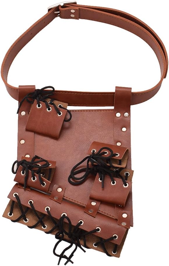 BLESSUME Medieval Rapier Frog Holster with Belt Cross Lacing Holder Belt (Style#2), Brown