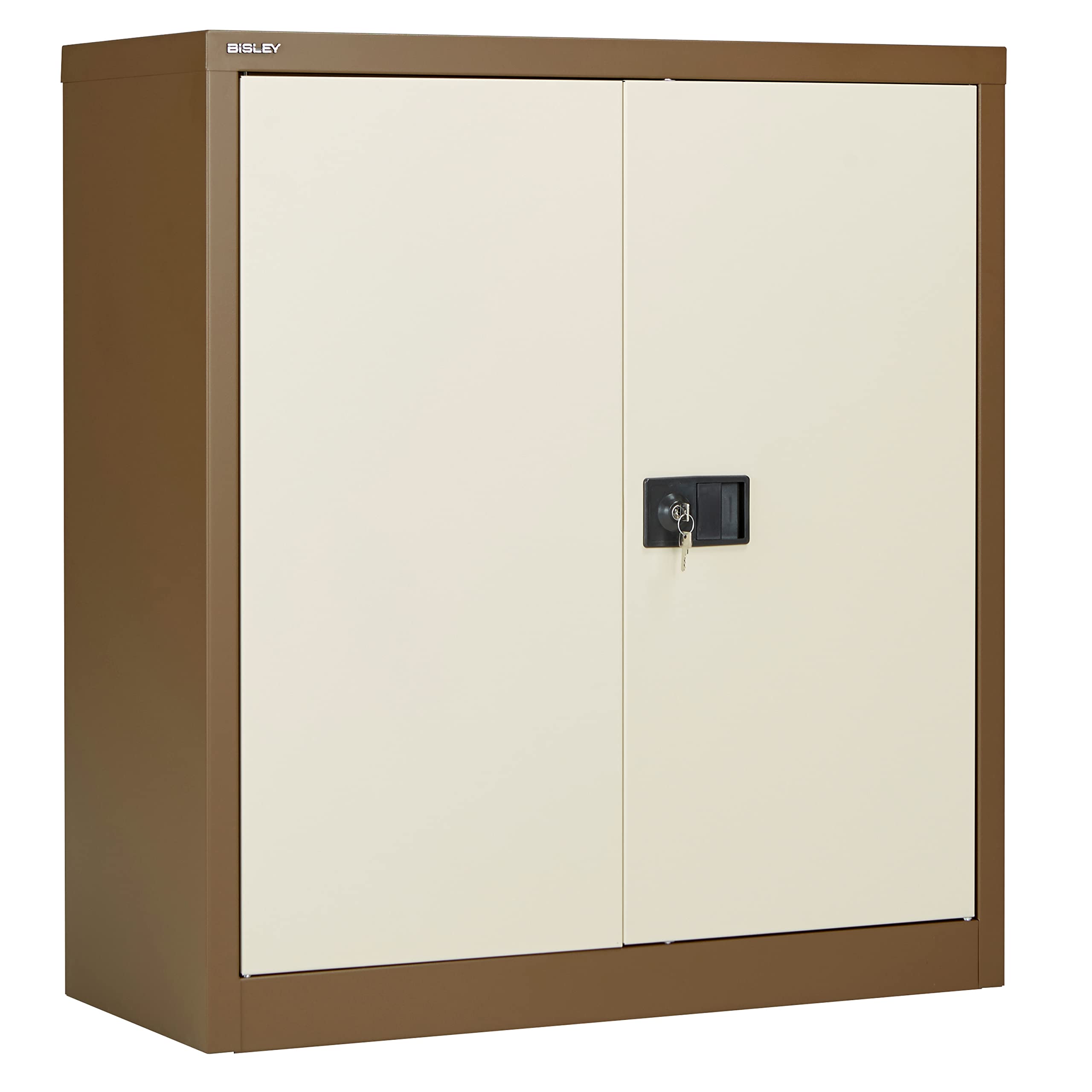 Office Hippo Bisley Contract Stationery Cupboard, 100 cm high - Coffee Cream