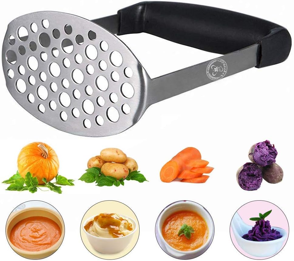 Starchef Stainless Steel Masher Ricer with Soft Handle Black