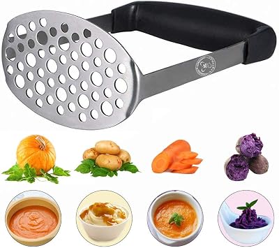 Starchef Stainless Steel Masher Ricer with Soft Handle Black