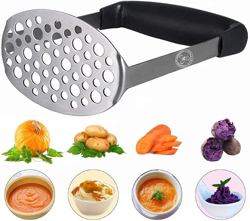 Starchef Stainless Steel Masher Ricer with Soft Handle Black