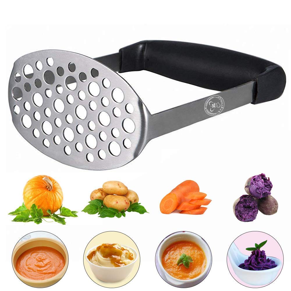 Starchef Stainless Steel Masher Ricer with Soft Handle,Fruit & Vegetable, Potato Ricer Masher(Black)