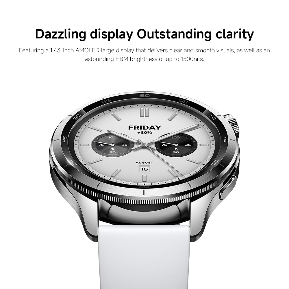 XIAOMI Watch S4 Smartwatch, Running Watch, Fitness Tracker, 1.43 AMOLED, 15 days battery life, Bluetooth calling, 150+ sports modes, dual-band GPS, NFC, Android & iOS, Black