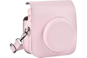SAIKA Protective Case Compatible with Instax Mini 12 Instant Camera, Portable Travel Storage Cover Bag for Mini 12 with Photos Pocket & Adjustable Shoulder Strap (Box Only)- Blush Pink