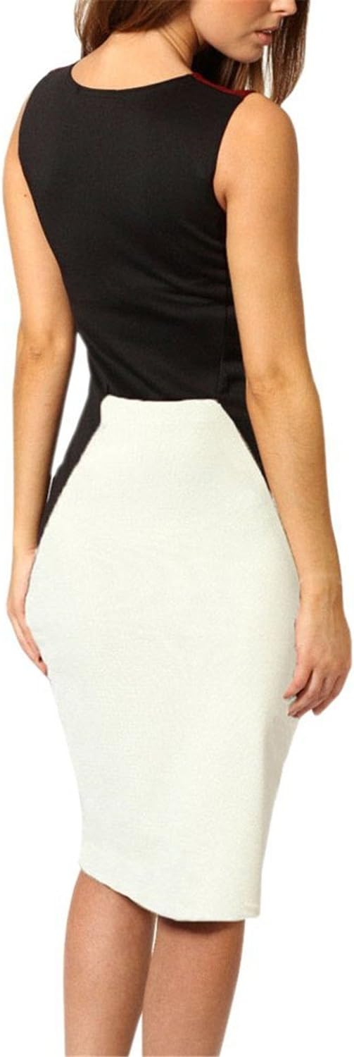 B dressy Women's Business Work Dress Color Block Fitted Shift Pencil Skirt