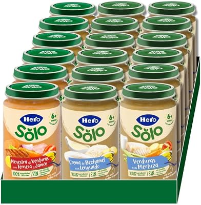 Hero Solo Caja Mixta Tarritos Carne y Pescado Desde 6 Meses, 18 x 235 g