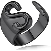 KeyStyle Gold Initial Rings for Women, Adujustable Letter Statement Rings | Alphabet Open Initial Ring,Hypoallergenic,Non Tar