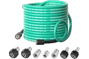 YETIANICAL Flexible Pressure Washer Hose 25FT X 1/4",Kink Resistant,3600 PSI Pressure Washing Hose,Heavy Duty Power Washer Hose,M22 to 3/8" Quick Connect Couplers for Extension Replacement Hose, 7 Accessories