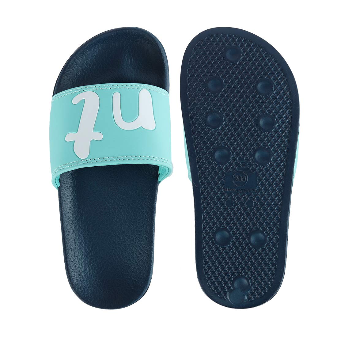 ZooYi Boys Girls Cartoon Bathroom Slide Slippers Kids Indoor Outdoor Soft Sandals Water Flip Flop Shoes (13.5 Little Kid, Mint)