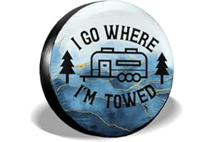 Siski I Go Where I'm Towed Spare Tire Cover Wheel Protectors Weatherproof Universal for Trailer Rv SUV Truck Camper Travel Trailer (14" fits for tire Diameter 60-69cm/23.6-27in)