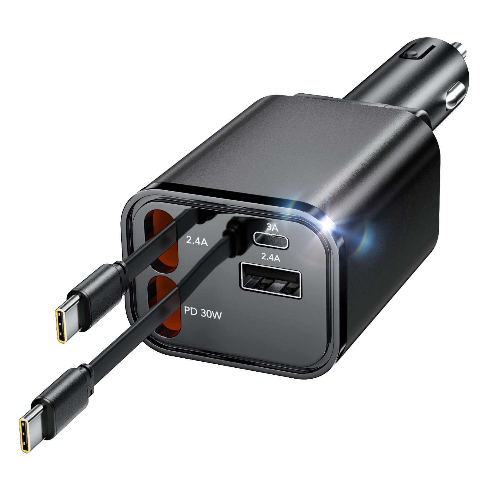 69W Fast Charging USB C Car Charger, 4-in-1 Retractable Phone Charger for iPhone 17, Travel Essentials, Gifts for Women Men, Car Accessories for Women Men, for iPhone 17 16 15 14 13, Galaxy, Pixel