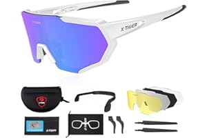 X-TIGER Polarized Sports Sunglasses with 5 Interchangeable Lenses,Mens Womens Cycling Bike Glasses,Baseball Running Fishing