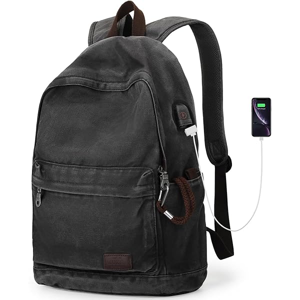 Amazon.com | Retro Punk-Style Canvas Backpack (Grey w/Angel Decal