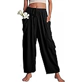 COZYPOIN Girl’s Wide Leg Pants Elastic Waist Loose Fit Flowy Casual Beach Palazzo Harem Trousers with Pockets 5-14 Y