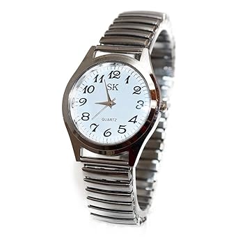 Amazon Sk 昭和レトロ伸縮ベルト腕時計 蛇腹 シンプル カジュアル
