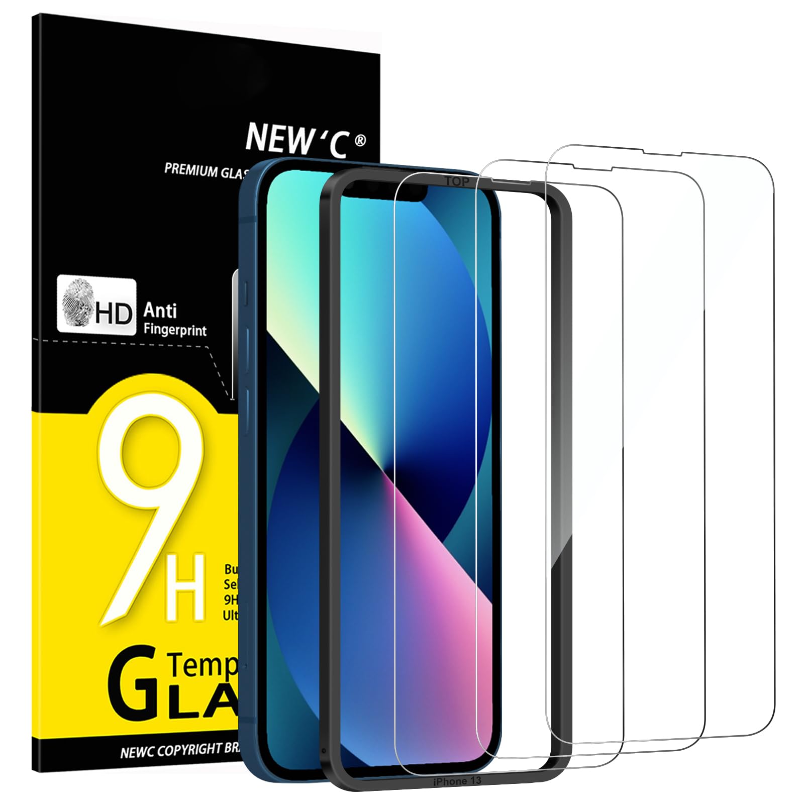 Photo 1 of NEW'C 3 Pack Designed for iPhone 14,iPhone 13,iPhone 13 Pro Screen Protector (6.1 inches),Tempered Glass with Easy Installation Tool Included,Case Friendly Ultra Resistant