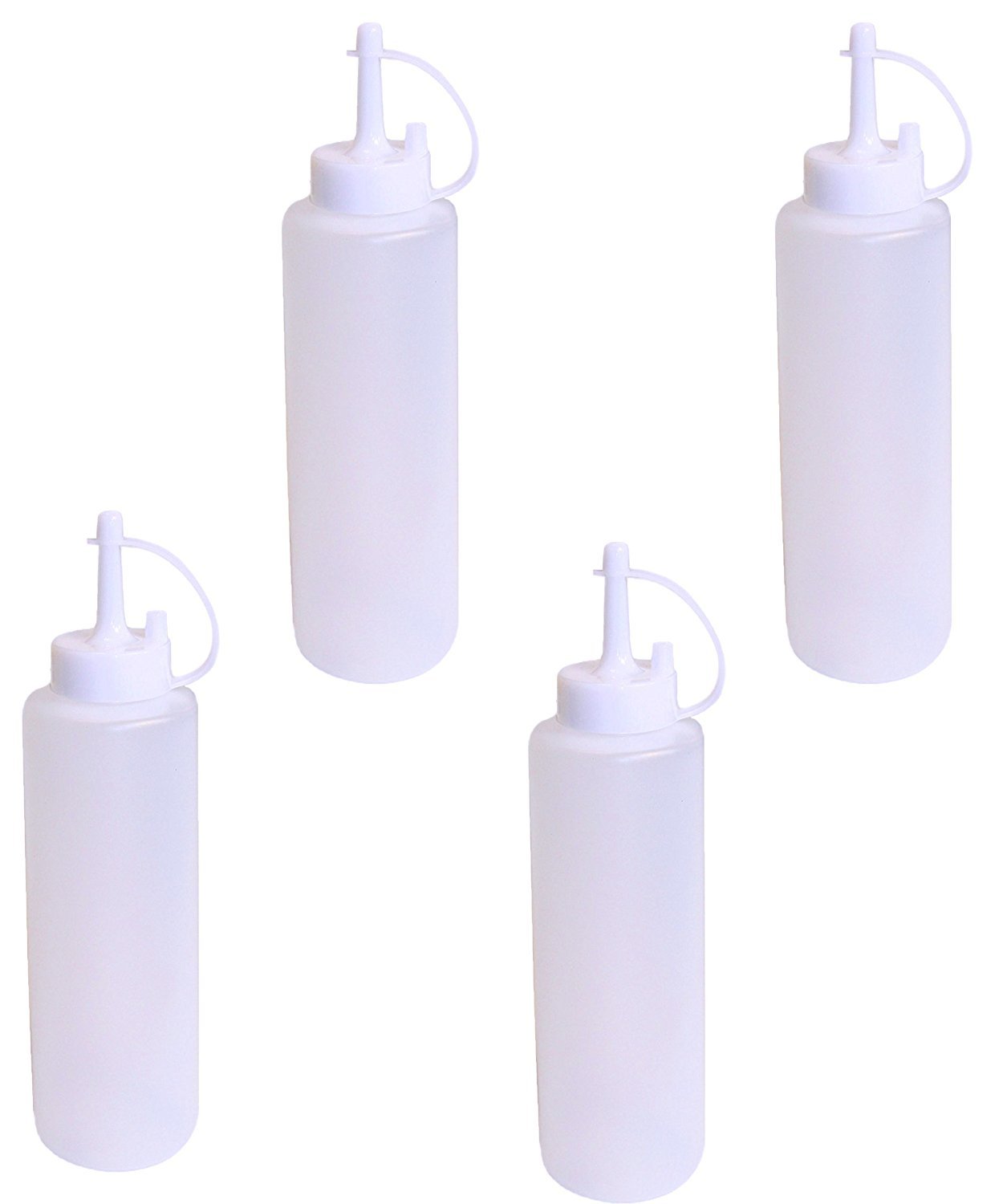 Pack of 4 Plastic Mini Squeeze Bottles with Caps, Ketchup BBQ Sauce