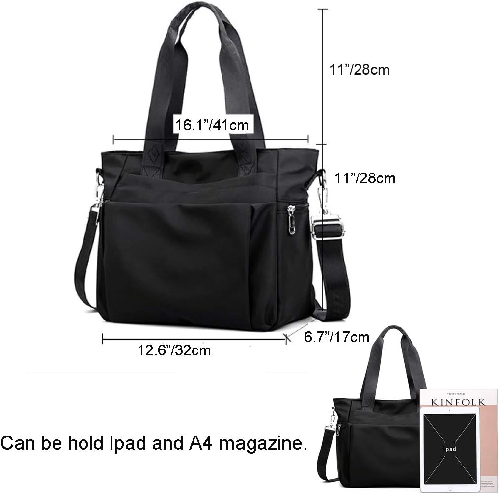 YANAIER Women's HandbagWater Repellent Nylon Large Totes Shoulder Crossbody Bag Hobo Bags for Shopping Travel Casual Daily Dark blue - Image 4