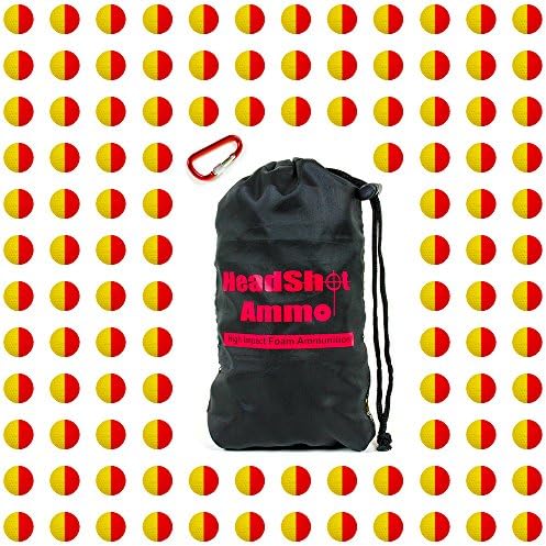 HeadShot Ammo Nerf Rival Compatible Ammo - Bulk Yellow/Red Foam Bullet Ball Replacement Refill Pack for Apollo, Zeus, Khaos, Atlas, & Artemis Blaster (High-Impact Rounds - 110 Balls - Yellow/Red)