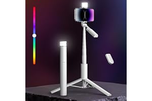 BOMIDI 50'' Phone Tripod with Remote, Tripod for iPhone, 6 in 1 Selfie Stick with Light & Holder, Extendable Cell Phone Stand for Video Recording