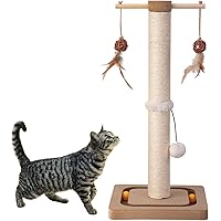 PEEKAB Cat Scratching Post Premium Sisal Toll Scratch Posts with Tracking Interactive Toys Vertical Scratcher for Indoor Cats